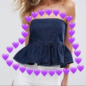 ASOS DENIM PEPLUM TOP